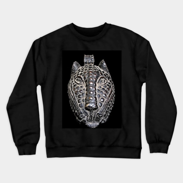 Benin Bronze Leopard Head Crewneck Sweatshirt by photoclique